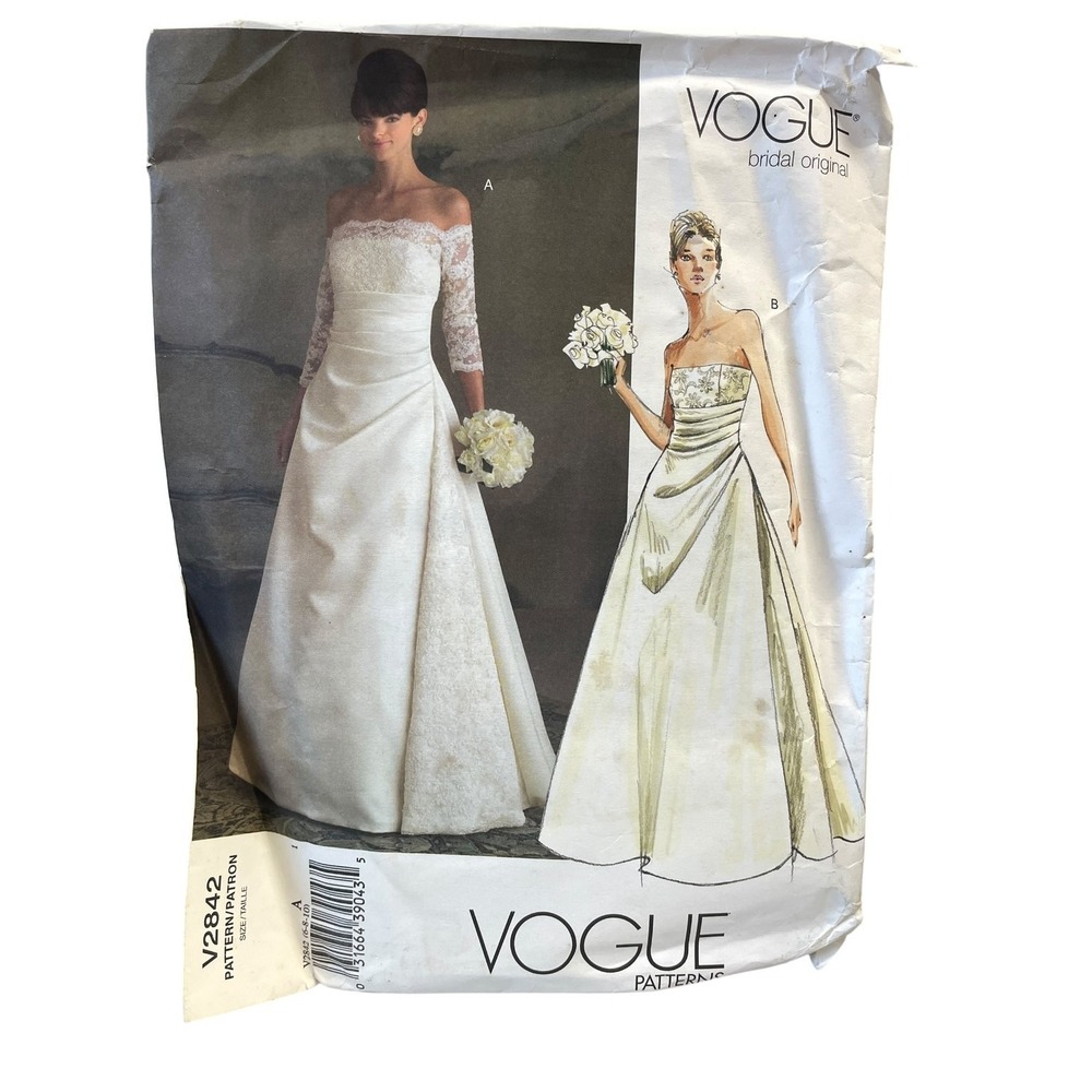 VOGUE V2842 Pattern Bridal Wedding Dress Gown Size 6-10 Uncut